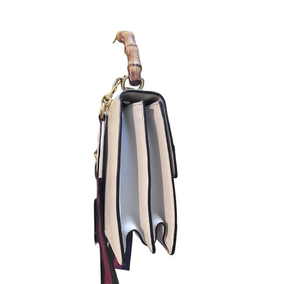 Calfskin Bamboo Web Medium Dionysus Top Handle Bag White Blue Hibiscus Red - Picture 6 of 16